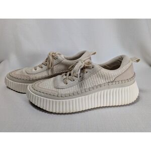Dolce‎ Vita Denae Platform Sneakers Women's 8.5 Beige Sandstone Woven Lace Up